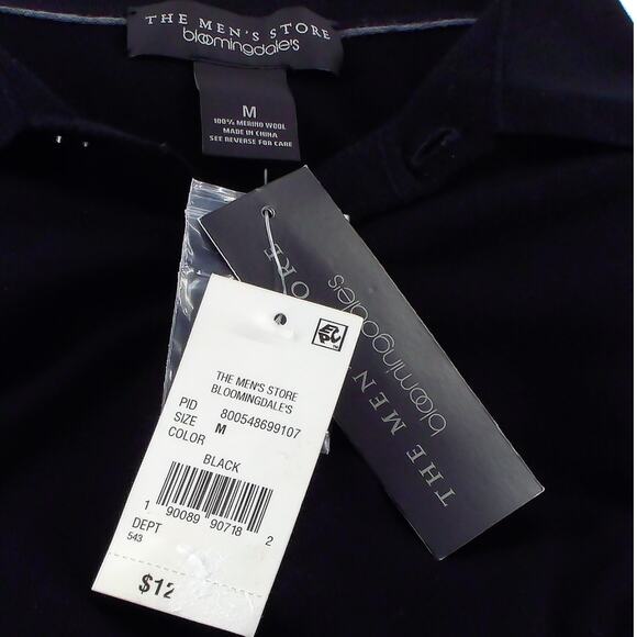 The Men's Store Bloomingdale's Merino Wool Polo Sweater Medium Black Classic Fit - Picture 5 of 7